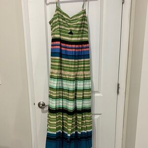 Striped Maxi Dress with Green and Blue